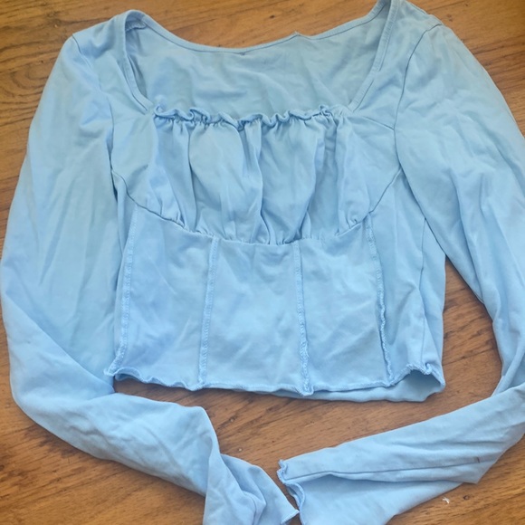 Baby Blue Washed Long Sleeve Top
